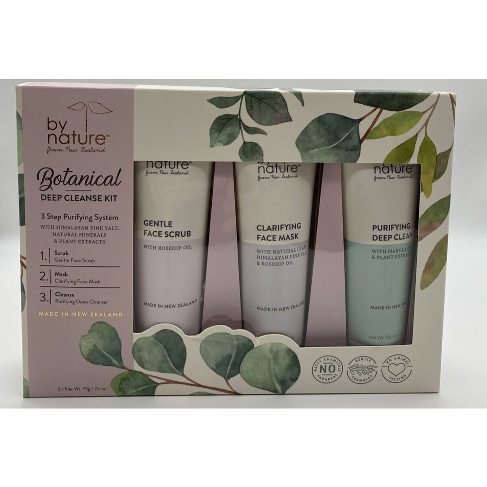 By Nature 3 Piece Botanical Deep Cleanse Kit Face Scrub & Mask Expires 8/23